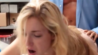 Blond Hair Lady shoplifter gets her cunt filled with arousing jizz