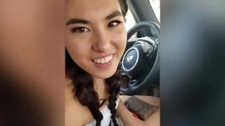 School girl blows in the car - Miami Beach