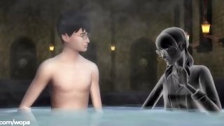 Hot ghost gets into the bathtub and fucks the famous
