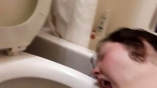 Humiliated whore fucked in bathroom: my pussy doesn’t deserve dick