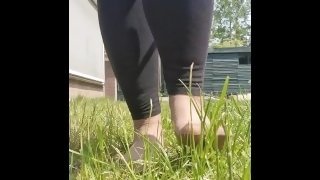 Garden walk with nylons on.🤤