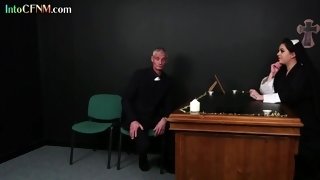 CFNM church whores blow priest cock while jerking it
