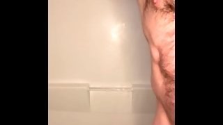 Rinsing off in the shower