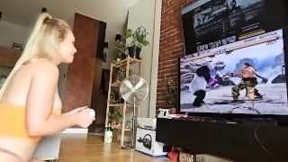 Hot Blonde Gamer Girl Tastes Panda's Cum - Cosplay Tekken Porn