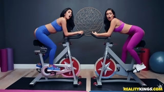 Two athletic latinas having fun with various sex toys