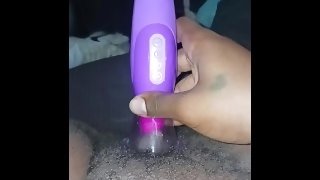 Ebony nonbinary masturbating in car