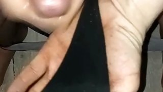 Cumming on wife's panties after her date filled her