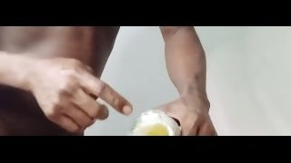African Blowjob's Fucking Pussy Cup Hard thrusting his dick in bottle