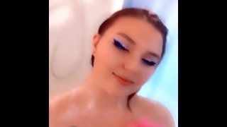 Fun time in the shower! I love rubbing my tits and pussy in hot water!