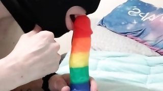 Playing with dildo