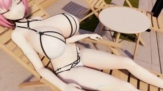 Poolside Breast Expansion (Breast expansion growth animation)