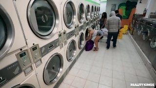 Down And Dirty Laundromat Ass Fucking Threesome Sex