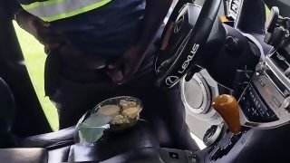OMG!! Female customer caught the food Delivery Guy  jerking off on her Caesar salad (In Car)