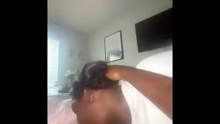Nasty ebony eating dick on wake up