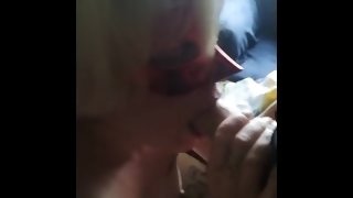 First time deep blowjob And cum to her face