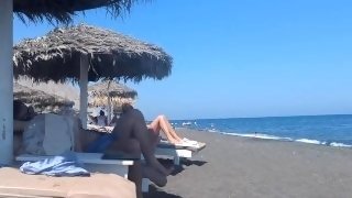 Busy beach, sneaky blowjob, people were watching - I did a cum walk on the busiest street