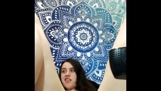 What a busy slut I am! On the phone while fucking hairy pussy live on Chaturbate with a glass dildo