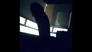 Jerking off in the dark and realized the magnificent silhouette of my huge cock.