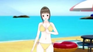 TitJob and Creampie with Busty Beach Girl - Special Harem Class