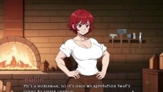 Tomboy: Love in Hot Forge #2 - Visual novel gameplay - Brigid pleasuring herself with an dildo