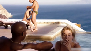 Guy and girlfriend Tiffany getting fucked on the balcony against the sea