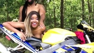 Don Whoe Drills Nina Rivera 's tight pussy on his motorcyle outdoor thick ebony all natural