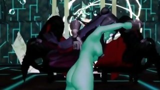 Kancolle Light Cruiser Demon Hentai Nude Dance Monster Girl MMD 3D Dark Green Body Color Edit Smixix