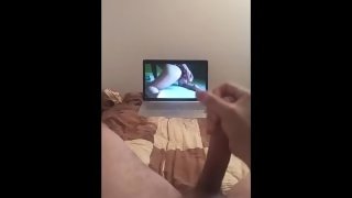 Horny male moaning while watching at pornstar - WildRedFoxy