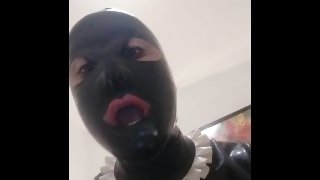 Sissy self facial and swallowing