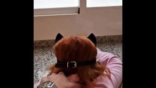 Spanish girl fuckign and sucking in the kitchen - blowjob - pussy fuck - big ass - slut redhead