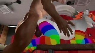 Heat anthro Furry girl in rainbow stockings got hot anal from furry centaur