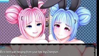 Domina Game E62 - Maki and Mika cheers me up with their boobs