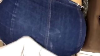 Dry fuck, PERFECT ASS, and cumming in jeans shorts