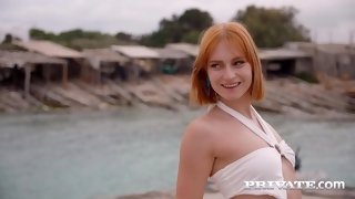 Dolly Dyson, Candee Licious - Threesome in Paradise - redhead and blonde sharing cock and cum
