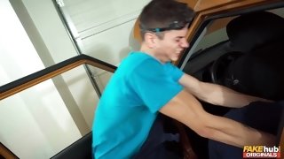 Blindfolded Redhead in Reality Hardcore - Stuck At The Garage - Tommy Cabrio