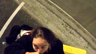 Katja Miyatovich gets busted sucking tinder dates dick in public and still swallows his cum after