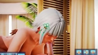 Sexy White haired chick gets fucked in Honey Select