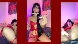 petite horny latina teen gets wild at home with her toys, anal plug and dildo
