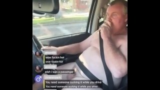 Naked driving in town on a work day