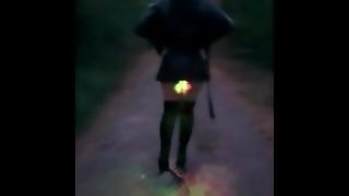 Flashlight in my ass - walking with anal plug in public