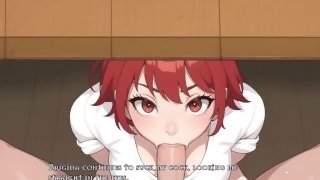 Tomboy Love in Hot Forge [ Hentai Game ] Ep.2 RISKY BLOWJOB under the table in PUBLIC !