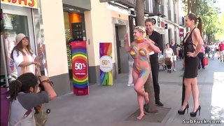 Body painted nakes bitch in public