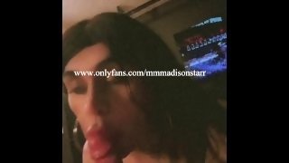 trans girl spits and tongue lashes the dick crazy!!!
