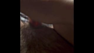 Fingering my hairy pussy after an orgasm and playing with my sticky goodness closeup