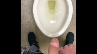Working desperate to piss running to public restroom huge dick moaning relief almost wet myself