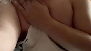 Sexy blonde trans MILF Serena shows her candy in bed