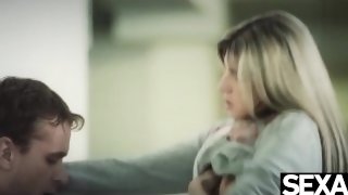 Cute blonde has wild sex up against the parking garage wall