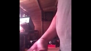 Wanking in shed because everyone is home 🤣 huge cumshot
