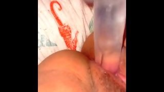 Using a big dildo on my wet pussy