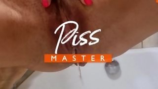 Sexy MILF close up pissing. Golden Rain. Close-up pussy.